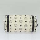 MCM Logogram Vicetos Shoulder Bag PVC Leather White Navy gold Auth BA2859-5