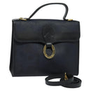 Christian Dior Trotter Canvas Handtas PVC 2-weg Marine Goud Auth BA2861-1