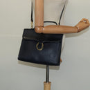 Christian Dior Trotter Canvas Hand Bag PVC 2way Navy Gold Auth BA2861-22