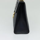 Christian Dior Trotter Canvas Handtas PVC 2-weg Marine Goud Auth BA2861-4