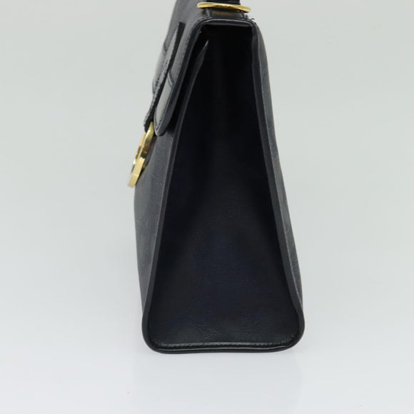 Christian Dior Trotter Canvas Handtas PVC 2-weg Marine Goud Auth BA2861