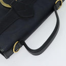 Christian Dior Trotter Canvas Hand Bag PVC 2way Navy Gold Auth BA2861-6