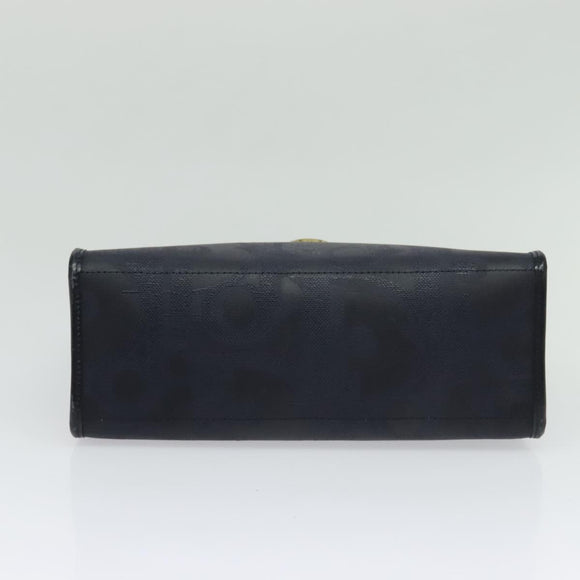 Christian Dior Trotter Canvas Hand Bag PVC 2way Navy Gold Auth BA2861