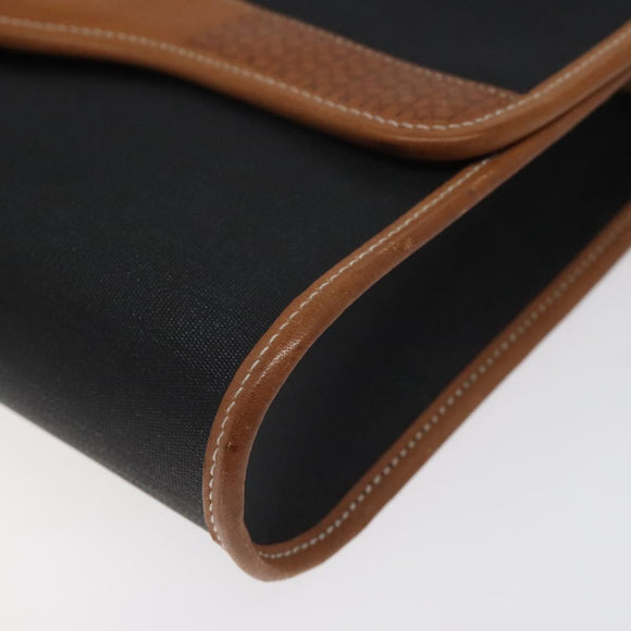 Christian Dior Shoulder Bag PVC Leather Black Gold Auth BA2862