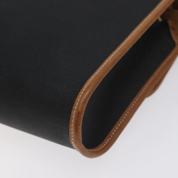 Christian Dior Shoulder Bag PVC Leather Black Gold Auth BA2862