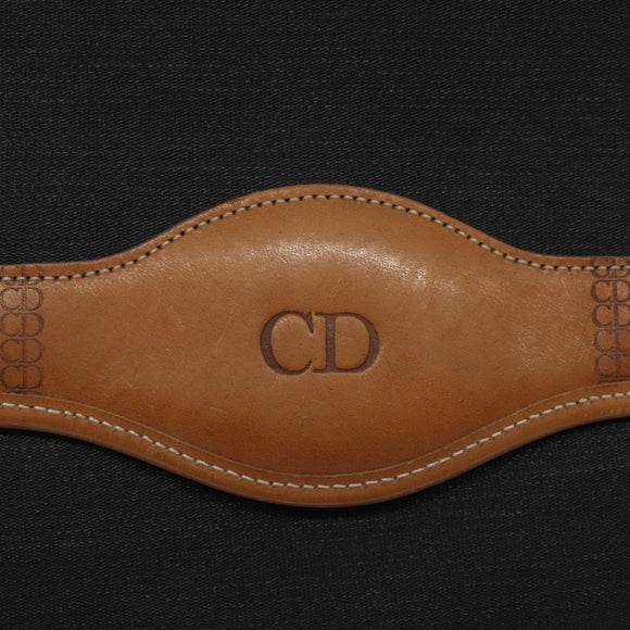 Christian Dior Shoulder Bag PVC Leather Black Gold Auth BA2862