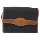 Christian Dior Shoulder Bag PVC Leather Black Gold Auth BA2862-2