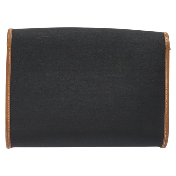 Christian Dior Shoulder Bag PVC Leather Black Gold Auth BA2862