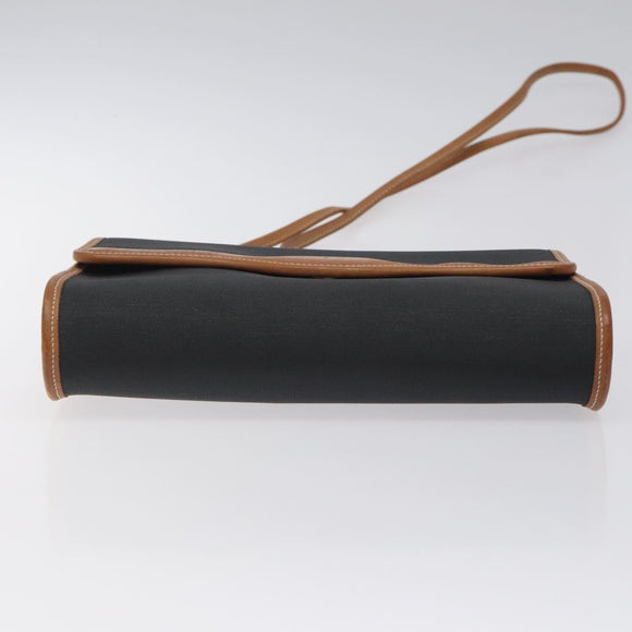 Christian Dior Shoulder Bag PVC Leather Black Gold Auth BA2862