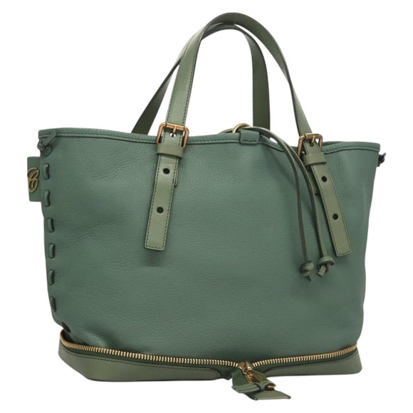 Chloe Ellen Tote Bag Leather Green Auth BA2869