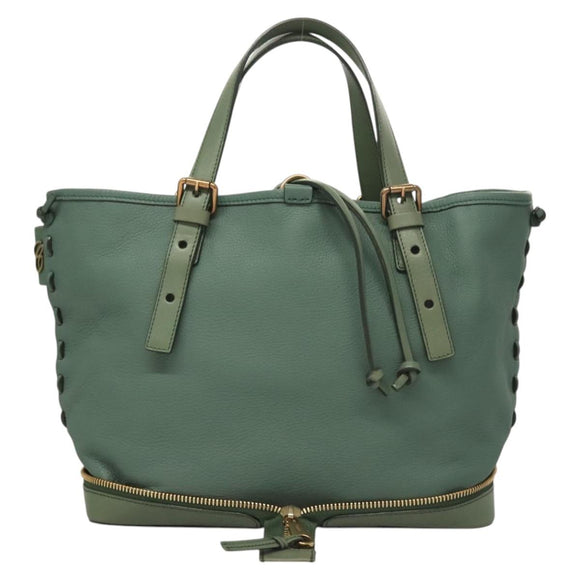Chloe Ellen Tote Bag Leather Green Auth BA2869
