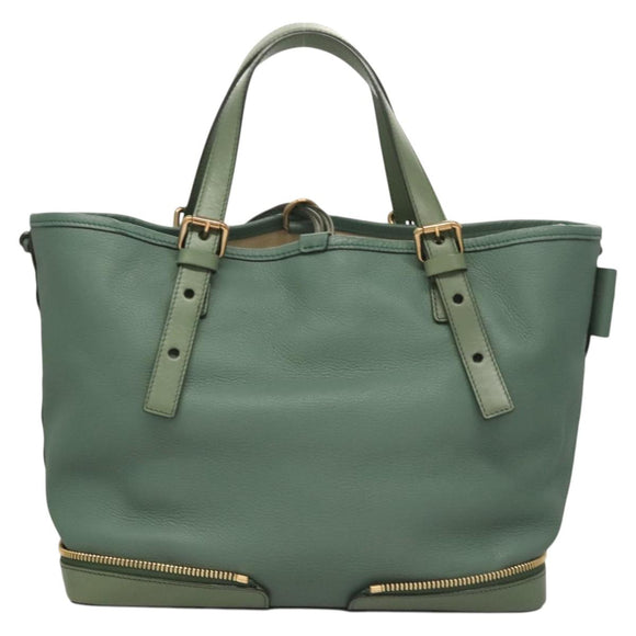 Chloe Ellen Tote Bag Leather Green Auth BA2869
