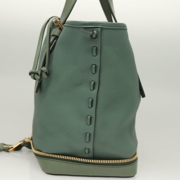 Chloe Ellen Tote Bag Leather Green Auth BA2869