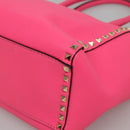 VALENTINO Rock Studs Hand Bag Leather 2way Pink Gold Auth BA2876-9