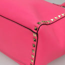 VALENTINO Rock Studs Hand Bag Leather 2way Pink Gold Auth BA2876-16