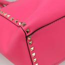 VALENTINO Rock Studs Hand Bag Leather 2way Pink Gold Auth BA2876-17