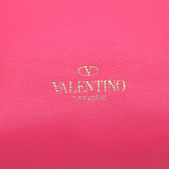 VALENTINO Rock Studs Hand Bag Leather 2way Pink Gold Auth BA2876