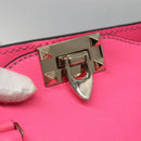 VALENTINO Rock Studs Hand Bag Leather 2way Pink Gold Auth BA2876-19