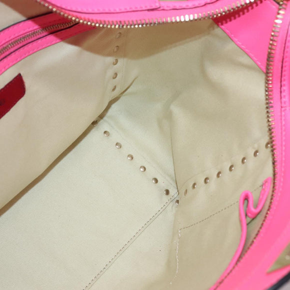 VALENTINO Rock Studs Hand Bag Leather 2way Pink Gold Auth BA2876