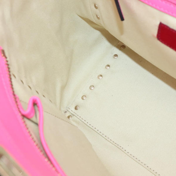VALENTINO Rock Studs Hand Bag Leather 2way Pink Gold Auth BA2876