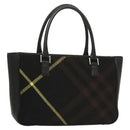 BURBERRY Nova Check Hand Bag Wool Black Silver Auth BA2877-1