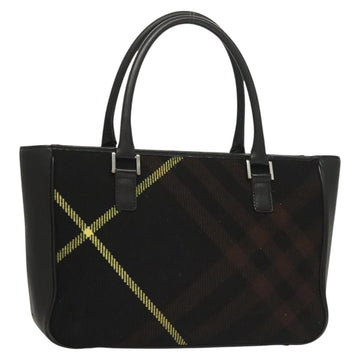 BURBERRY Nova Check Hand Bag Wool Black Silver Auth BA2877