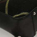 BURBERRY Nova Check Hand Bag Wool Black Silver Auth BA2877-9