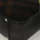 BURBERRY Nova Check Hand Bag Wool Black Silver Auth BA2877-14