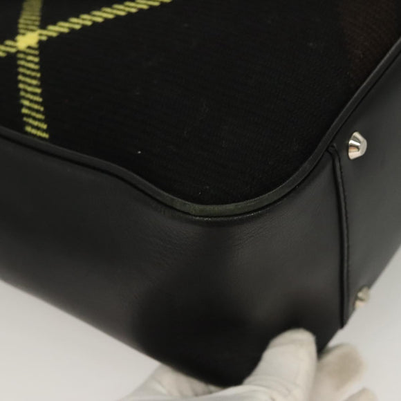 BURBERRY Nova Check Hand Bag Wool Black Silver Auth BA2877