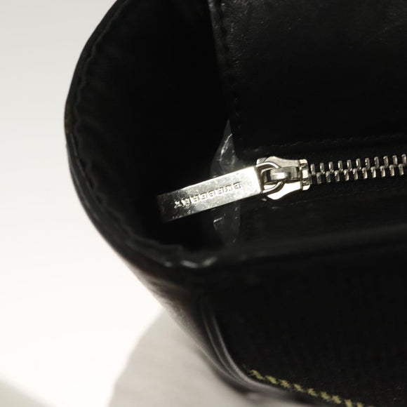 BURBERRY Nova Check Hand Bag Wool Black Silver Auth BA2877