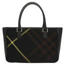 BURBERRY Nova Check Hand Bag Wool Black Silver Auth BA2877-13