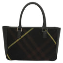 BURBERRY Nova Check Hand Bag Wool Black Silver Auth BA2877-2