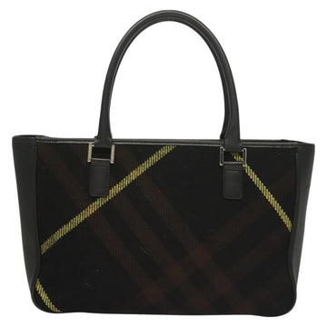 BURBERRY Nova Check Hand Bag Wool Black Silver Auth BA2877 - 0