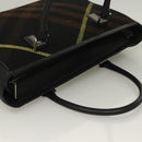 BURBERRY Nova Check Hand Bag Wool Black Silver Auth BA2877-6