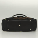 BURBERRY Nova Check Hand Bag Wool Black Silver Auth BA2877-5