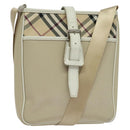 BURBERRY Nova Check Shoulder Bag Nylon Beige Silver Auth BA2878-1