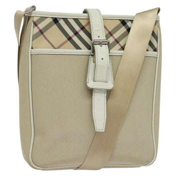 BURBERRY Nova Check Shoulder Bag Nylon Beige Silver Auth BA2878