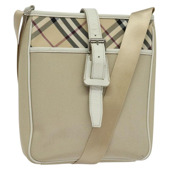 BURBERRY Nova Check Shoulder Bag Nylon Beige Silver Auth BA2878
