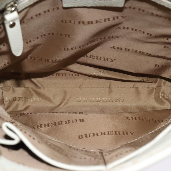 BURBERRY Nova Check Shoulder Bag Nylon Beige Silver Auth BA2878