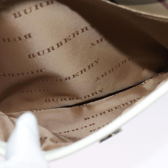 BURBERRY Nova Check Shoulder Bag Nylon Beige Silver Auth BA2878