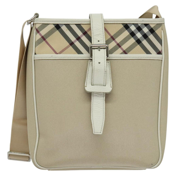 BURBERRY Nova Check Shoulder Bag Nylon Beige Silver Auth BA2878