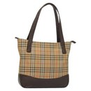 BURBERRY Nova Check Tote Bag Canvas Beige Silver Auth BA2880-1