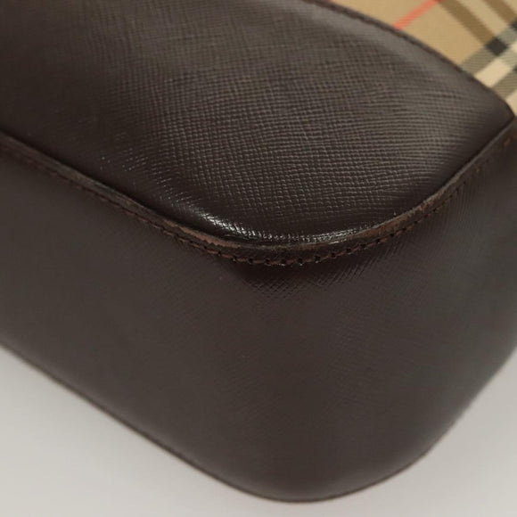BURBERRY Nova Check Tote Bag Canvas Beige Silver Auth BA2880