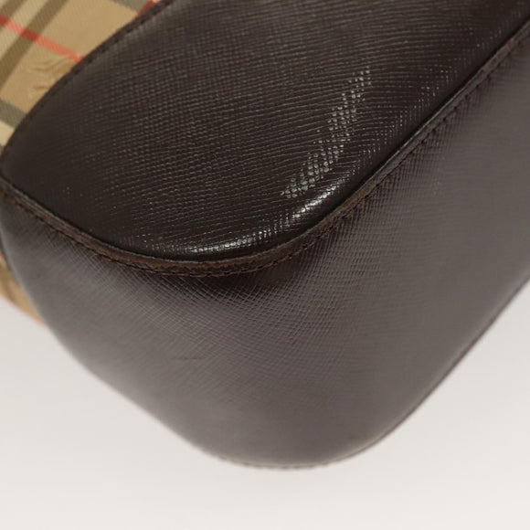 BURBERRY Nova Check Tote Bag Canvas Beige Silver Auth BA2880