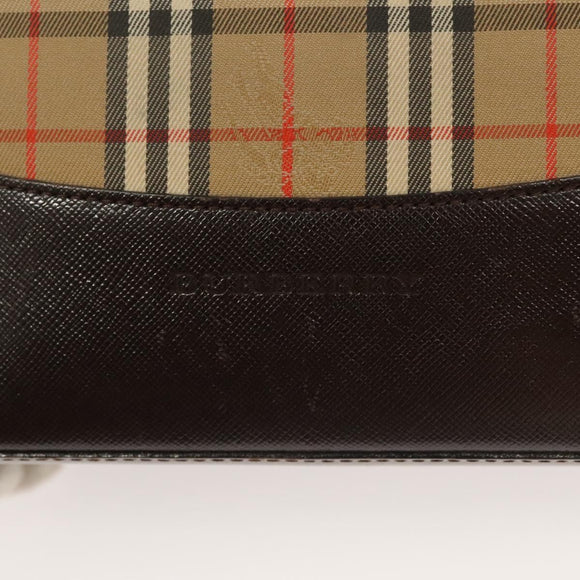 BURBERRY Nova Check Tote Bag Canvas Beige Silver Auth BA2880