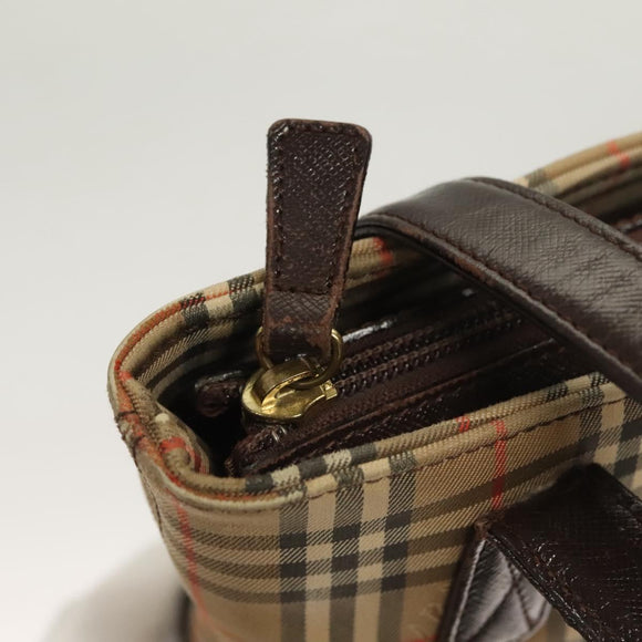 BURBERRY Nova Check Tote Bag Canvas Beige Silver Auth BA2880