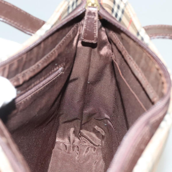 BURBERRY Nova Check Tote Bag Canvas Beige Silver Auth BA2880