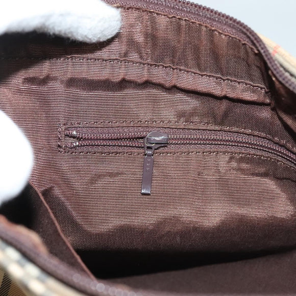 BURBERRY Nova Check Tote Bag Canvas Beige Silver Auth BA2880