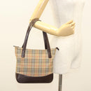 BURBERRY Nova Check Tote Bag Canvas Beige Silver Auth BA2880-21