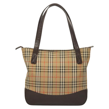 BURBERRY Nova Check Tote Bag Canvas Beige Silver Auth BA2880 - 0